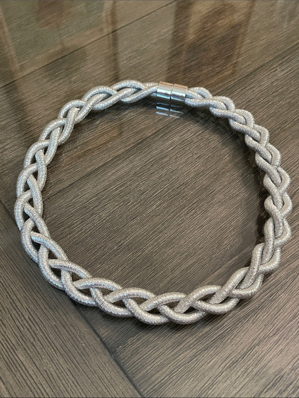 Braided Silver Colored Corded Necklace - Approx 21” in Length
